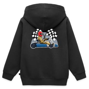 Idée cadeau vintage karting rétro karting - Sweat Premium à capuche zippé enfant bio - noir - Dos - AI Model Kid Male (0cm)