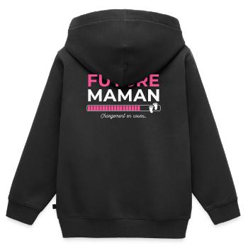 Femme Enceinte Grossesse Future Maman Cadeau - Kids Premium Organic Zip-up Hoodie - black - Back - AI Model Kid Male (0cm)
