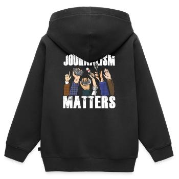 Journalismus ist wichtig Journalisten Schriftsteller Autor Geschenk - Kinder Premium Organic Zip Hoodie - Schwarz - Hinten - AI Model Kid Male (0cm)