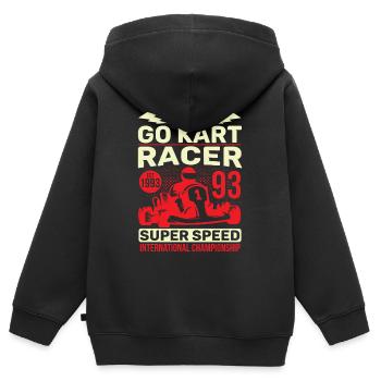 Idée cadeau Go Kart Racer Super Speed Racetrack - Sweat Premium à capuche zippé enfant bio - noir - Dos - AI Model Kid Male (0cm)