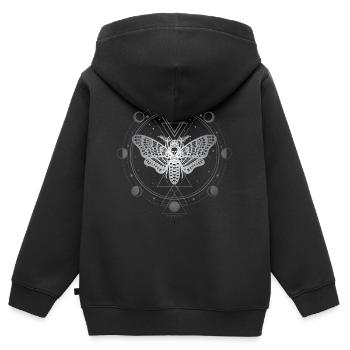 Mondphasen, Falter, Schwarze Magie - Kinder Premium Organic Zip Hoodie - Schwarz - Hinten - AI Model Kid Male (0cm)