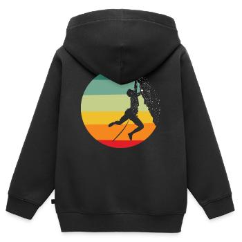 Felsklettern, Klettern , Felsen - Kinder Premium Organic Zip Hoodie - Schwarz - Hinten - AI Model Kid Male (0cm)
