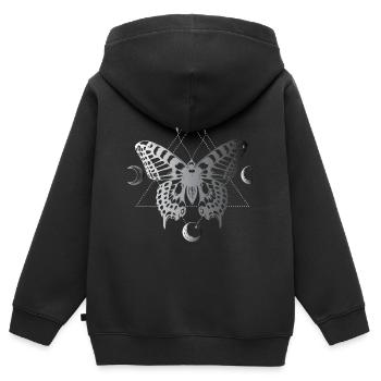 Phases de lune, mites, magie noire - Sweat Premium à capuche zippé enfant bio - noir - Dos - AI Model Kid Male (0cm)