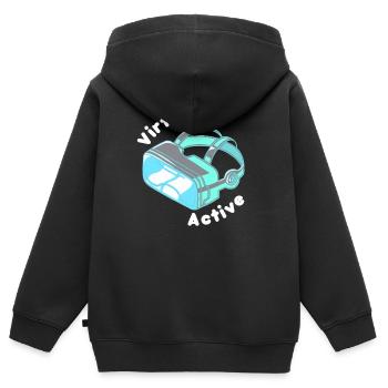 VR Brille - Kinder Premium Organic Zip Hoodie - Schwarz - Hinten - AI Model Kid Male (0cm)