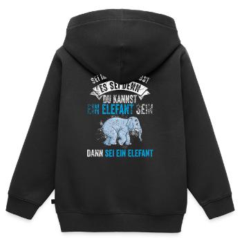 Elefanten Mama Mutter Muttertag Dickhäuter Geschen - Kinder Premium Organic Zip Hoodie - Schwarz - Hinten - AI Model Kid Male (0cm)