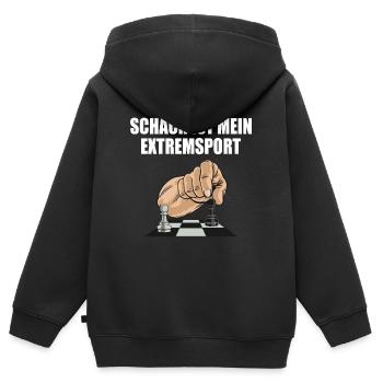 Schachbrett Schachmatt Schach ist mein Extremsport - Kinder Premium Organic Zip Hoodie - Schwarz - Hinten - AI Model Kid Male (0cm)