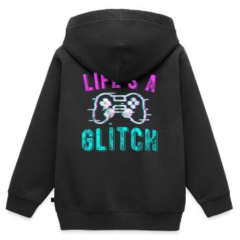 Life's A Glitch Vaporwave Meme Gamer Gift - Sweat Premium à capuche zippé enfant bio - noir - Dos - AI Model Kid Male (0cm)