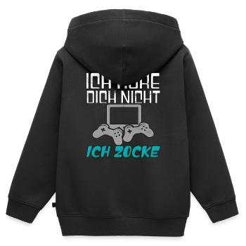 Ich Höre Dich Nicht Ich Zocke - Kinder Premium Organic Zip Hoodie - Schwarz - Hinten - AI Model Kid Male (0cm)
