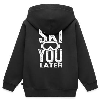 Ski sports d'hiver ski vacances neige - Sweat Premium à capuche zippé enfant bio - noir - Dos - AI Model Kid Male (0cm)