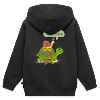 Schnecke & Schildkröte als Geschenk super Spruch - Kinder Premium Organic Zip Hoodie - Schwarz - Hinten - AI Model Kid Male (0cm)