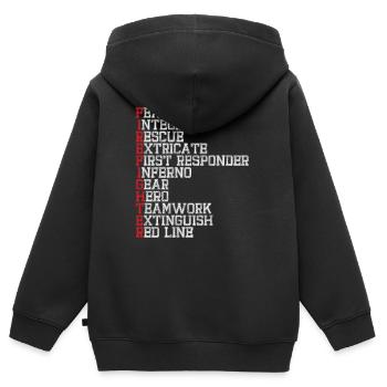 First Responder Firefighter Thin Red Line - Kinder Premium Organic Zip Hoodie - Schwarz - Hinten - AI Model Kid Male (0cm)