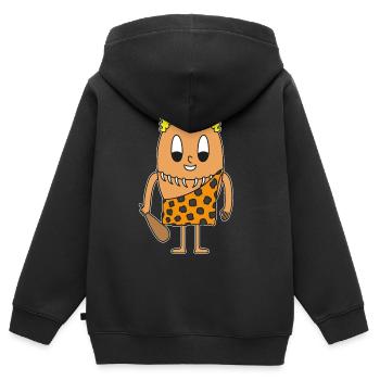 Steinzeitmann Ei - Kinder Premium Organic Zip Hoodie - Schwarz - Hinten - AI Model Kid Male (0cm)