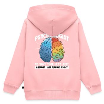 Psychologie Cerveau Psychobilly Freud Thérapeute - Sweat Premium à capuche zippé enfant bio - rose - Dos - AI Model Kid Female (0cm)