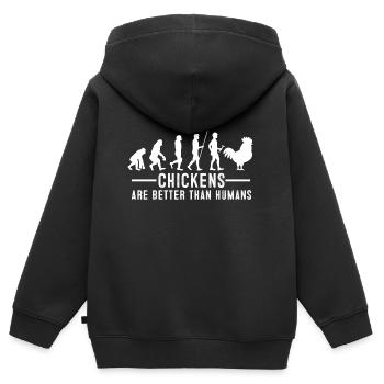 huhn - Kinder Premium Organic Zip Hoodie - Schwarz - Hinten - AI Model Kid Male (0cm)