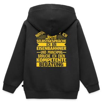 Ich Bin Eisenbahner Brauche Kompetente Beratung - Kinder Premium Organic Zip Hoodie - Schwarz - Hinten - AI Model Kid Male (0cm)