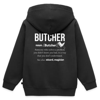Metzger - Kinder Premium Organic Zip Hoodie - Schwarz - Hinten - AI Model Kid Male (0cm)