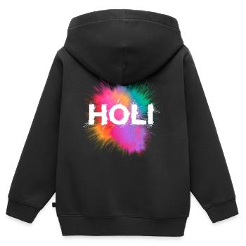 Holi Festival - Kids Premium Organic Zip-up Hoodie - black - Back - AI Model Kid Male (0cm)