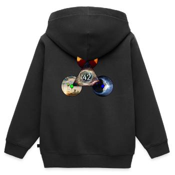 Die Antwort auf alles ist 42! - Kinder Premium Organic Zip Hoodie - Schwarz - Hinten - AI Model Kid Male (0cm)