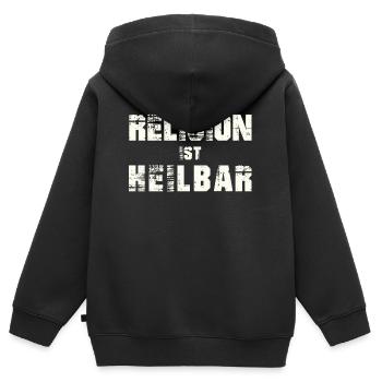 Religion Atheist - Kinder Premium Organic Zip Hoodie - Schwarz - Hinten - AI Model Kid Male (0cm)