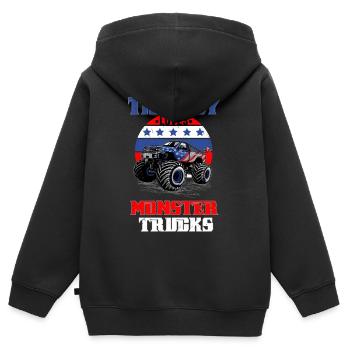 Monster truck for boys - Kids Premium Organic Zip-up Hoodie - black - Back - AI Model Kid Male (0cm)