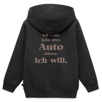 Ich muss kein altes Auto fahren. Ich will! - Kinder Premium Organic Zip Hoodie - Schwarz - Hinten - AI Model Kid Male (0cm)