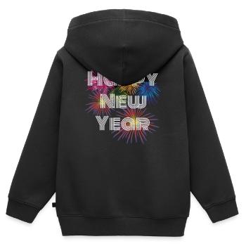 Frohes Neues Jahr, Frohes Neues Jahr, Frohes Neues Jahr - Kinder Premium Organic Zip Hoodie - Schwarz - Hinten - AI Model Kid Male (0cm)