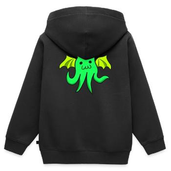 Cathulu mignon chat kawaii Cthulhu - Sweat Premium à capuche zippé enfant bio - noir - Dos - AI Model Kid Male (0cm)