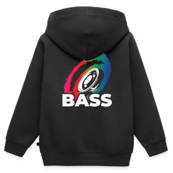 Musique Bass Dubstep Musique Musicstar bassiste DJ - Sweat Premium à capuche zippé enfant bio - noir - Dos - AI Model Kid Male (0cm)