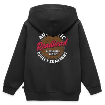 Rote Haare Sonnenlicht - Kinder Premium Organic Zip Hoodie - Schwarz - Hinten - AI Model Kid Male (0cm)
