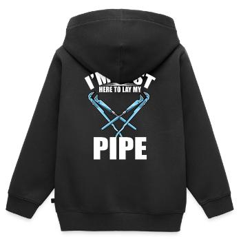 Klempner - Kinder Premium Organic Zip Hoodie - Schwarz - Hinten - AI Model Kid Male (0cm)