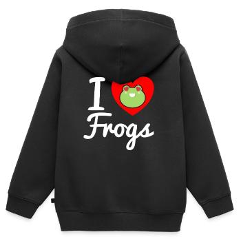 Frog toad tree frog croak frog prince fairy tale - Kids Premium Organic Zip-up Hoodie - black - Back - AI Model Kid Male (0cm)