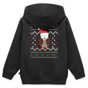 Noël laid hibou - Sweat Premium à capuche zippé enfant bio - noir - Dos - AI Model Kid Male (0cm)