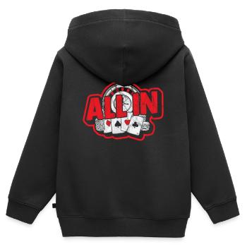Poker - Kinder Premium Organic Zip Hoodie - Schwarz - Hinten - AI Model Kid Male (0cm)