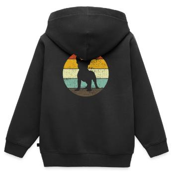 Bulldog Frenchie Dog Dog Lover Retro - Sweat Premium à capuche zippé enfant bio - noir - Dos - AI Model Kid Male (0cm)