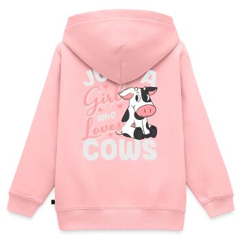 Cow painting cow beef cheese farmer's milk farm animal - Kids Premium Organic Zip-up Hoodie - rose - Back - AI Model Kid Female (0cm)
