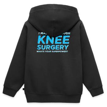 Neues Knie Knieoperation - Kinder Premium Organic Zip Hoodie - Schwarz - Hinten - AI Model Kid Male (0cm)