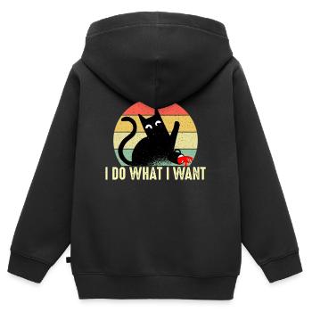 Cat saying kitten cat cynical gift - Kids Premium Organic Zip-up Hoodie - black - Back - AI Model Kid Male (0cm)