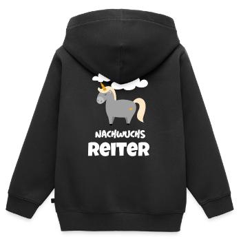 Nachwuchs Reiter Baby Party Reiten Pferde Pferd - Kinder Premium Organic Zip Hoodie - Schwarz - Hinten - AI Model Kid Male (0cm)