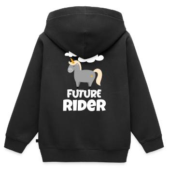 Offspring rider baby party équitation chevaux - Sweat Premium à capuche zippé enfant bio - noir - Dos - AI Model Kid Male (0cm)