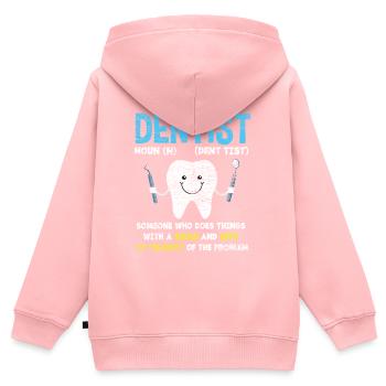 Sourire de dentiste - Sweat Premium à capuche zippé enfant bio - rose - Dos - AI Model Kid Female (0cm)
