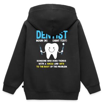 Zahnarzt - Kinder Premium Organic Zip Hoodie - Schwarz - Hinten - AI Model Kid Male (0cm)