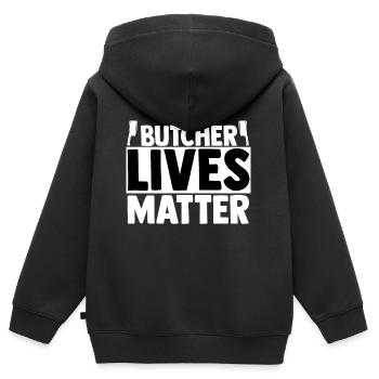 Metzger - Kinder Premium Organic Zip Hoodie - Schwarz - Hinten - AI Model Kid Male (0cm)