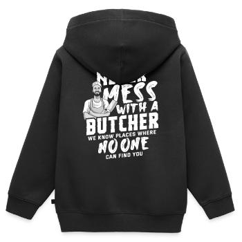 Metzger - Kinder Premium Organic Zip Hoodie - Schwarz - Hinten - AI Model Kid Male (0cm)