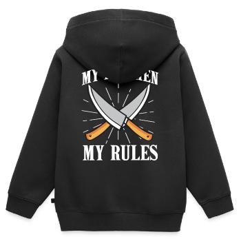 Koch Chefkoch Gourmet Kochmütze Küche Cuisine - Kinder Premium Organic Zip Hoodie - Schwarz - Hinten - AI Model Kid Male (0cm)
