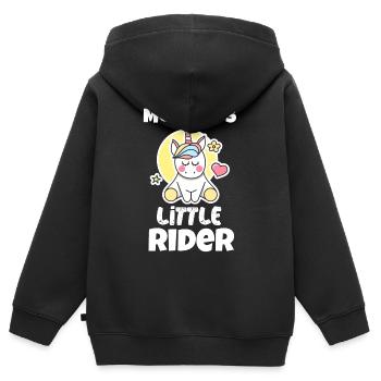 Petit cavalier de maman petit cavalier chevaux bébé - Sweat Premium à capuche zippé enfant bio - noir - Dos - AI Model Kid Male (0cm)