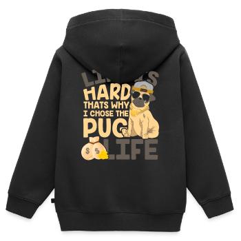 Mops Leben Pug Hund Möpse Mischling Dackel - Kinder Premium Organic Zip Hoodie - Schwarz - Hinten - AI Model Kid Male (0cm)
