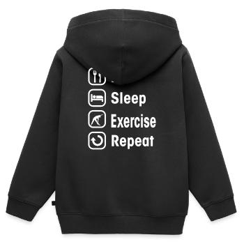 exercice - Sweat Premium à capuche zippé enfant bio - noir - Dos - AI Model Kid Male (0cm)