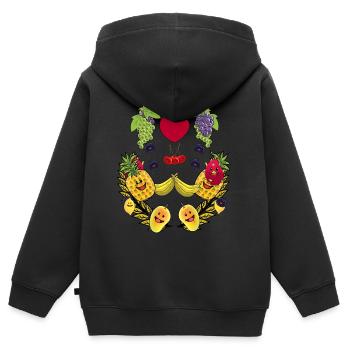 Gesund Früchte Obst Vegan Frucht Speise Vitamine - Kinder Premium Organic Zip Hoodie - Schwarz - Hinten - AI Model Kid Male (0cm)