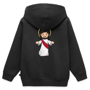 Jesus Christus - Kinder Premium Organic Zip Hoodie - Schwarz - Hinten - AI Model Kid Male (0cm)