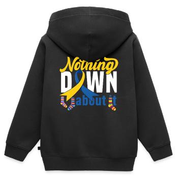 Chaussette De La Soupe De Down - Sweat Premium à capuche zippé enfant bio - noir - Dos - AI Model Kid Male (0cm)